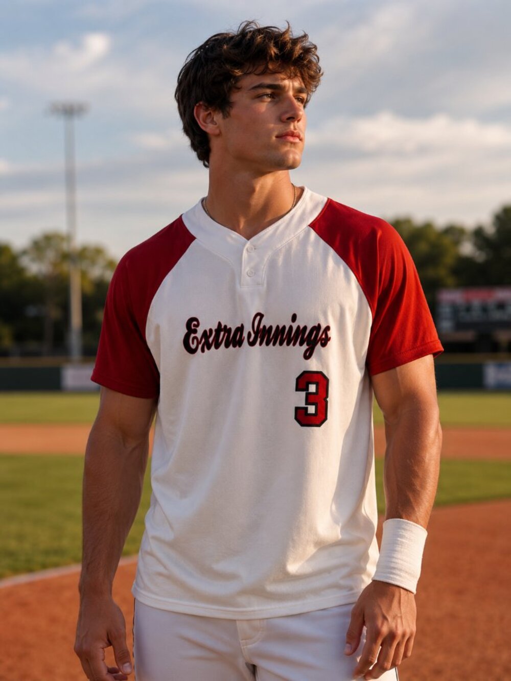 Majestic Extra Innings Baseball Jersey Men’s Size Large Red & White sport